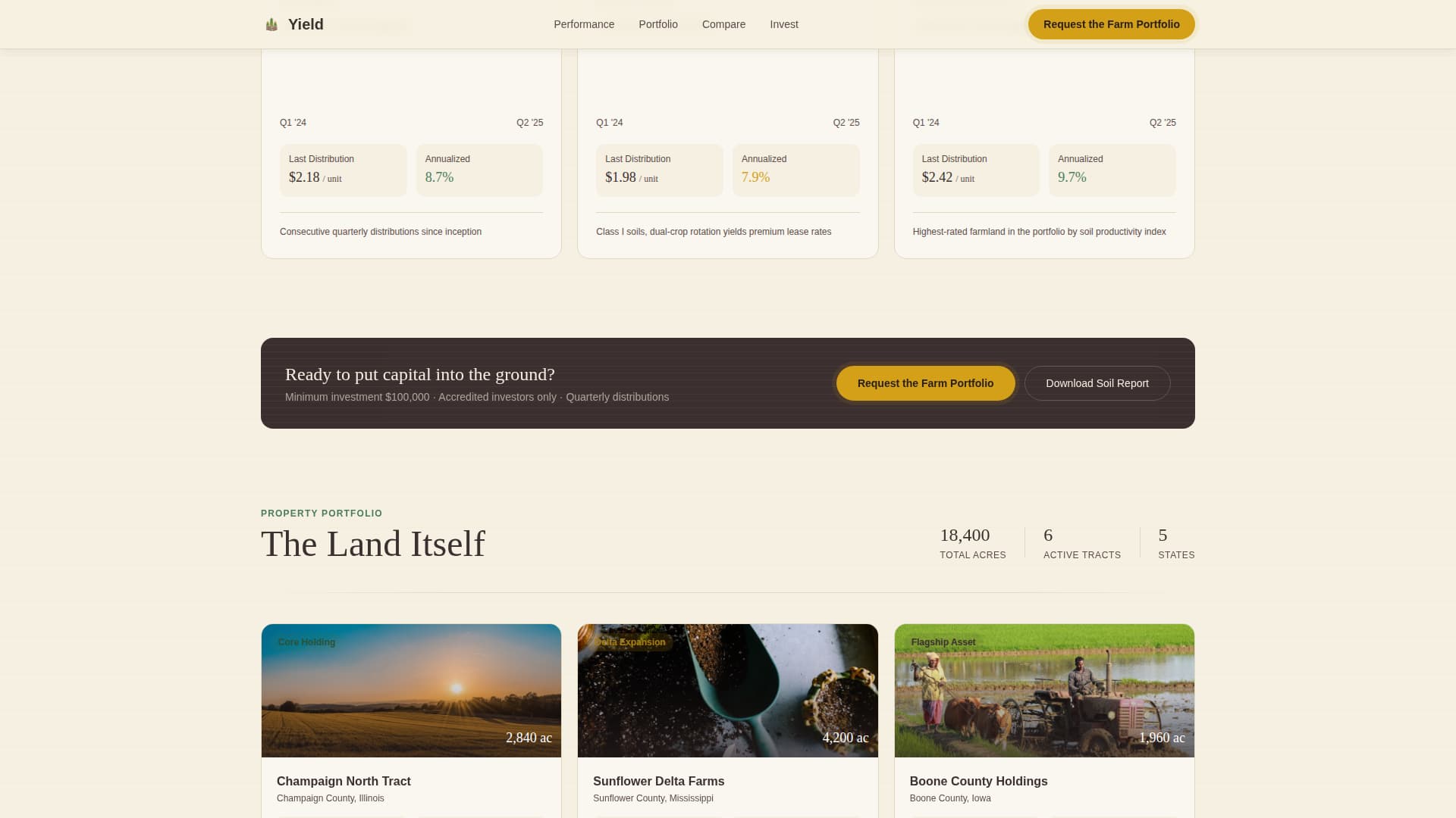 Yield - Proven Farmland Landing Page Template