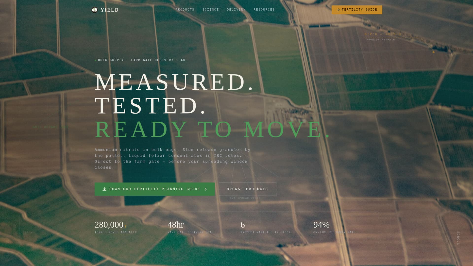 Yield - Precision Fertilizer Landing Page Template