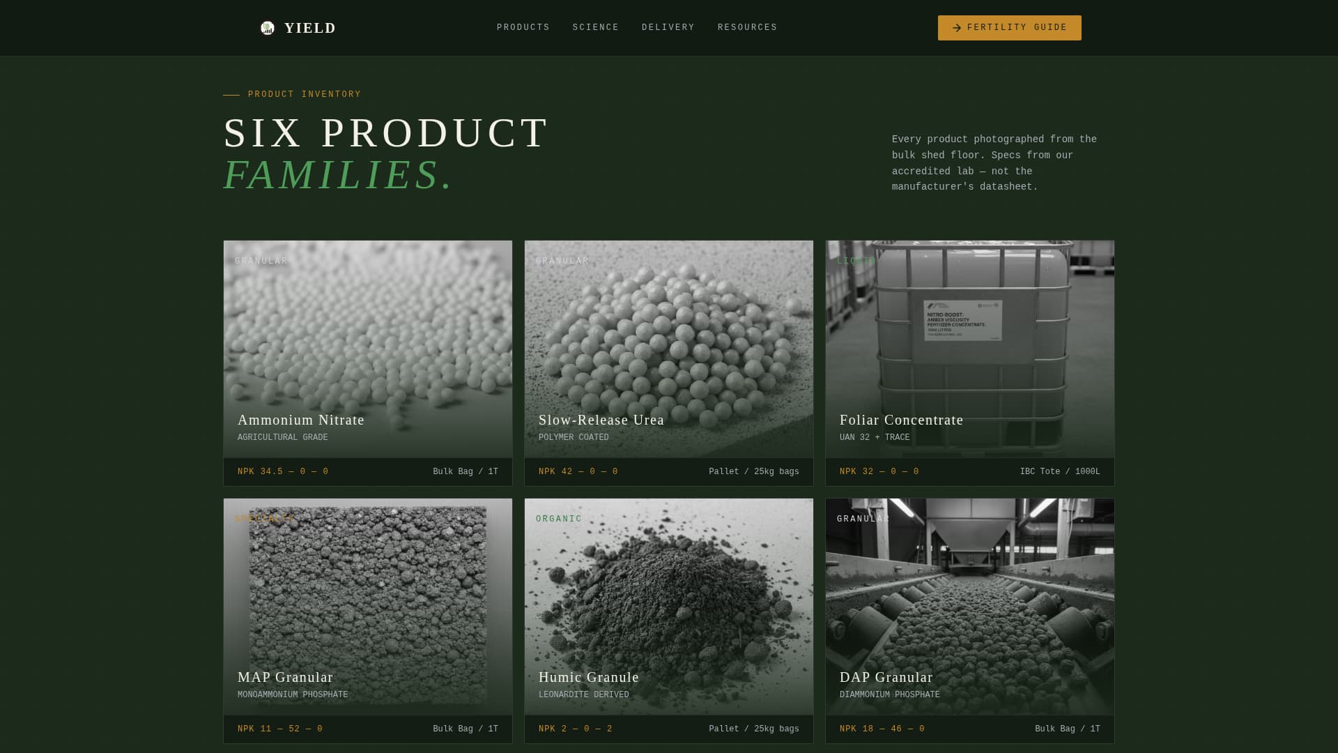 Yield - Precision Fertilizer Landing Page Template