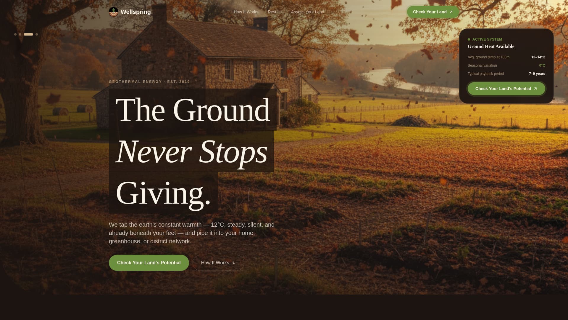 Wellspring - Radiant Geothermal Landing Page Template