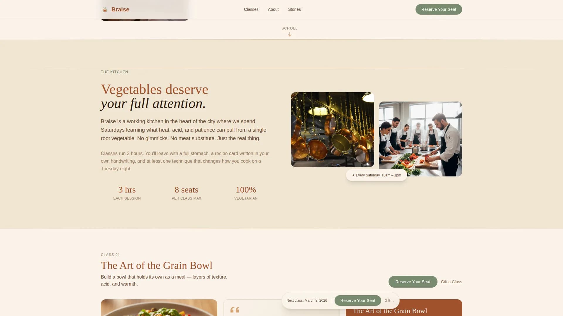 Braise — Signature Vegetarian Culinary Landing Page Template