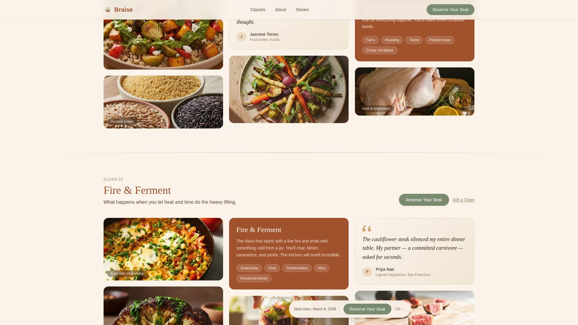 Braise — Signature Vegetarian Culinary Landing Page Template