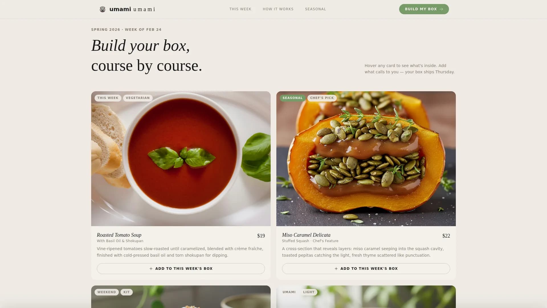 Umami — Premium Vegetarian Subscription Landing Page Template