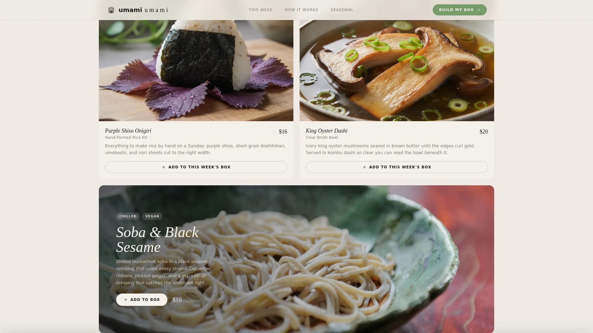 Umami — Premium Vegetarian Subscription Landing Page Template