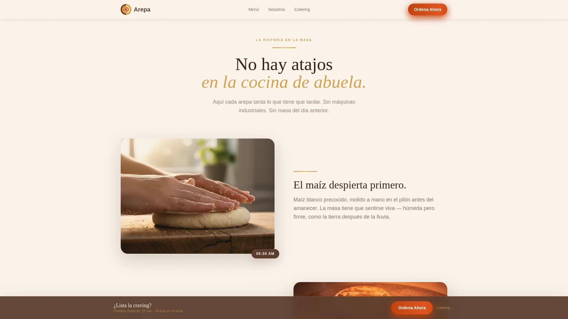 Arepa - Authentic Venezuelan Restaurant Landing Page Template