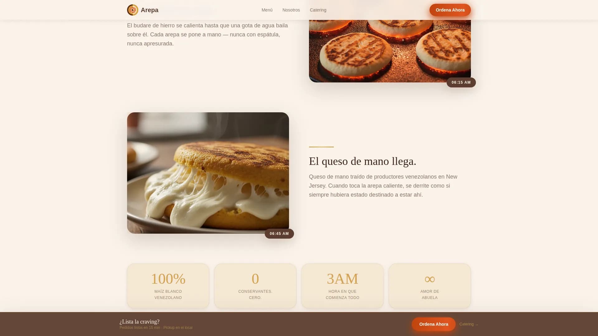 Arepa - Authentic Venezuelan Restaurant Landing Page Template