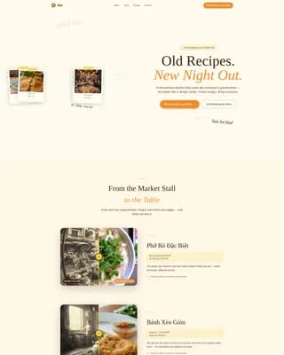 Pho — Nostalgic Vietnamese Dining Landing Page Template