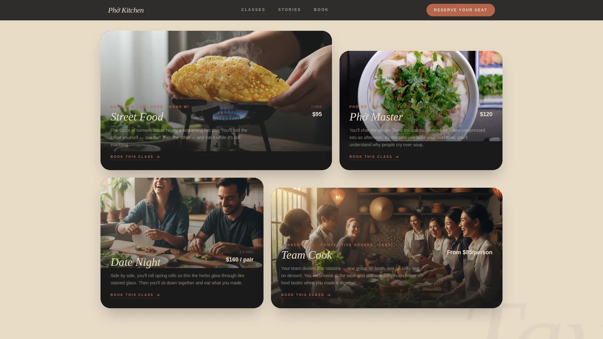 Pho — Artisan Cooking Class Landing Page Template