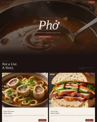 Pho — Craft Vietnamese Restaurant Landing Page Template
