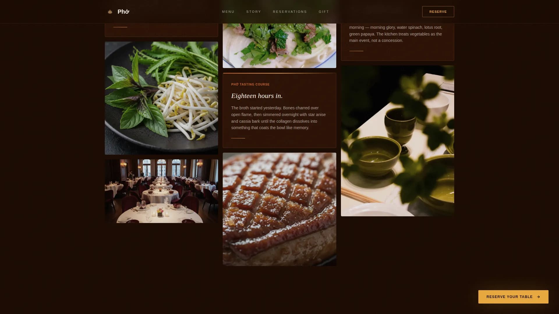 Pho — Sensory Fine Dining Landing Page Template