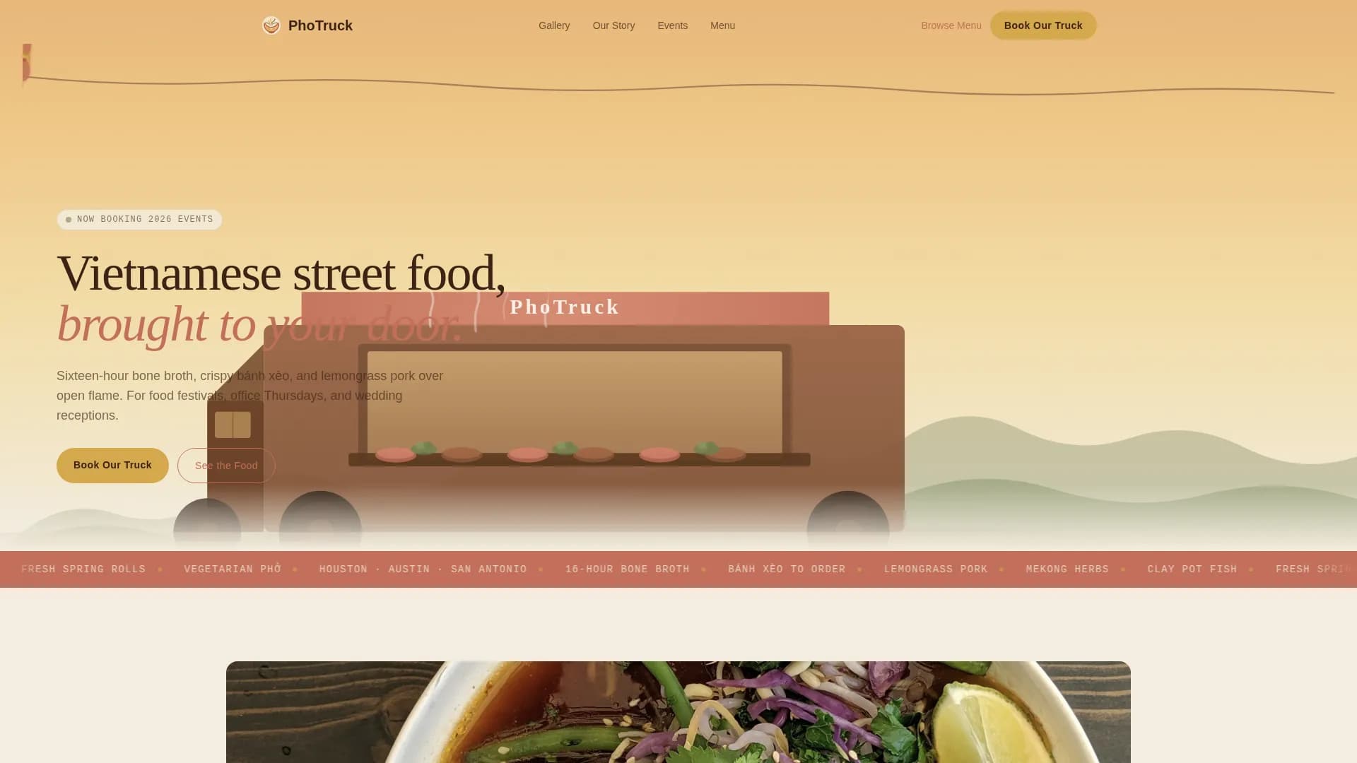Pho — Authentic Food Truck Landing Page Template