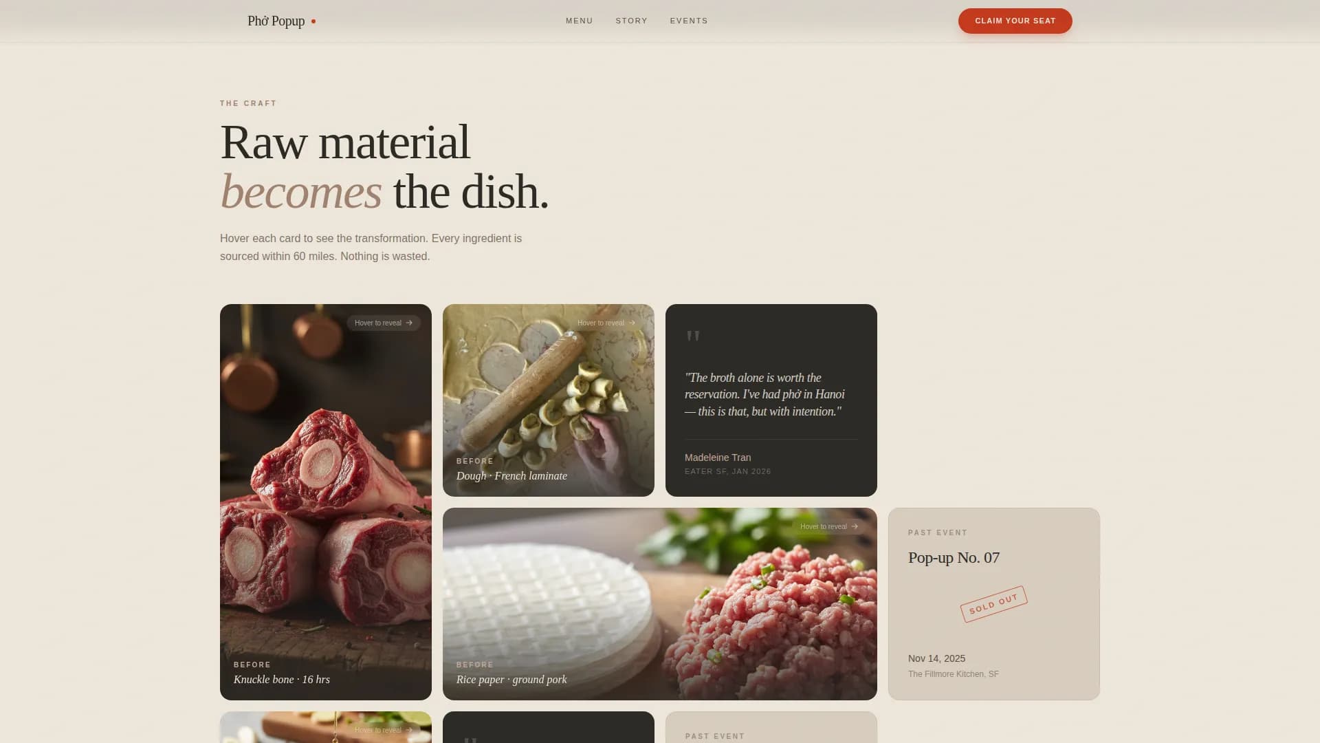 Phở - Haute Craft Vietnamese Pop-up Restaurant Landing Page Template