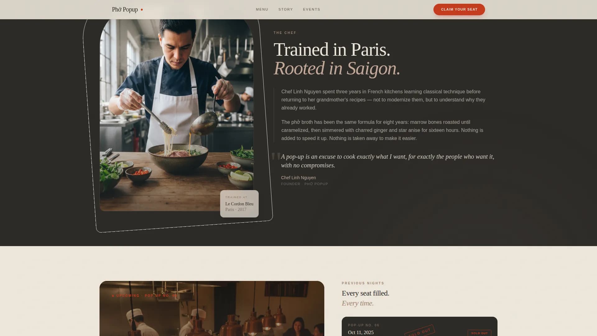 Phở - Haute Craft Vietnamese Pop-up Restaurant Landing Page Template