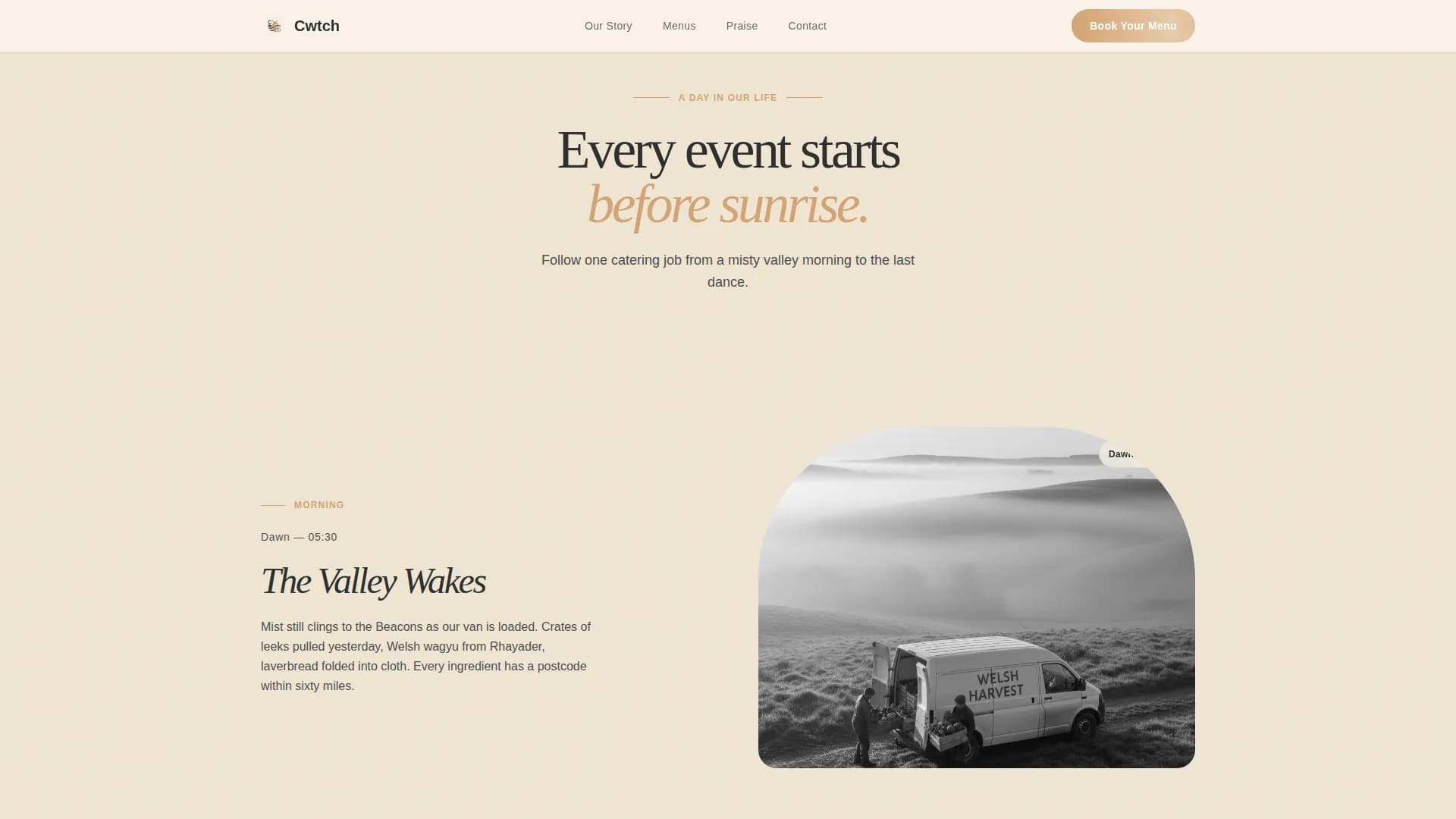 Cwtch — Luxe Welsh Catering Landing Page Template