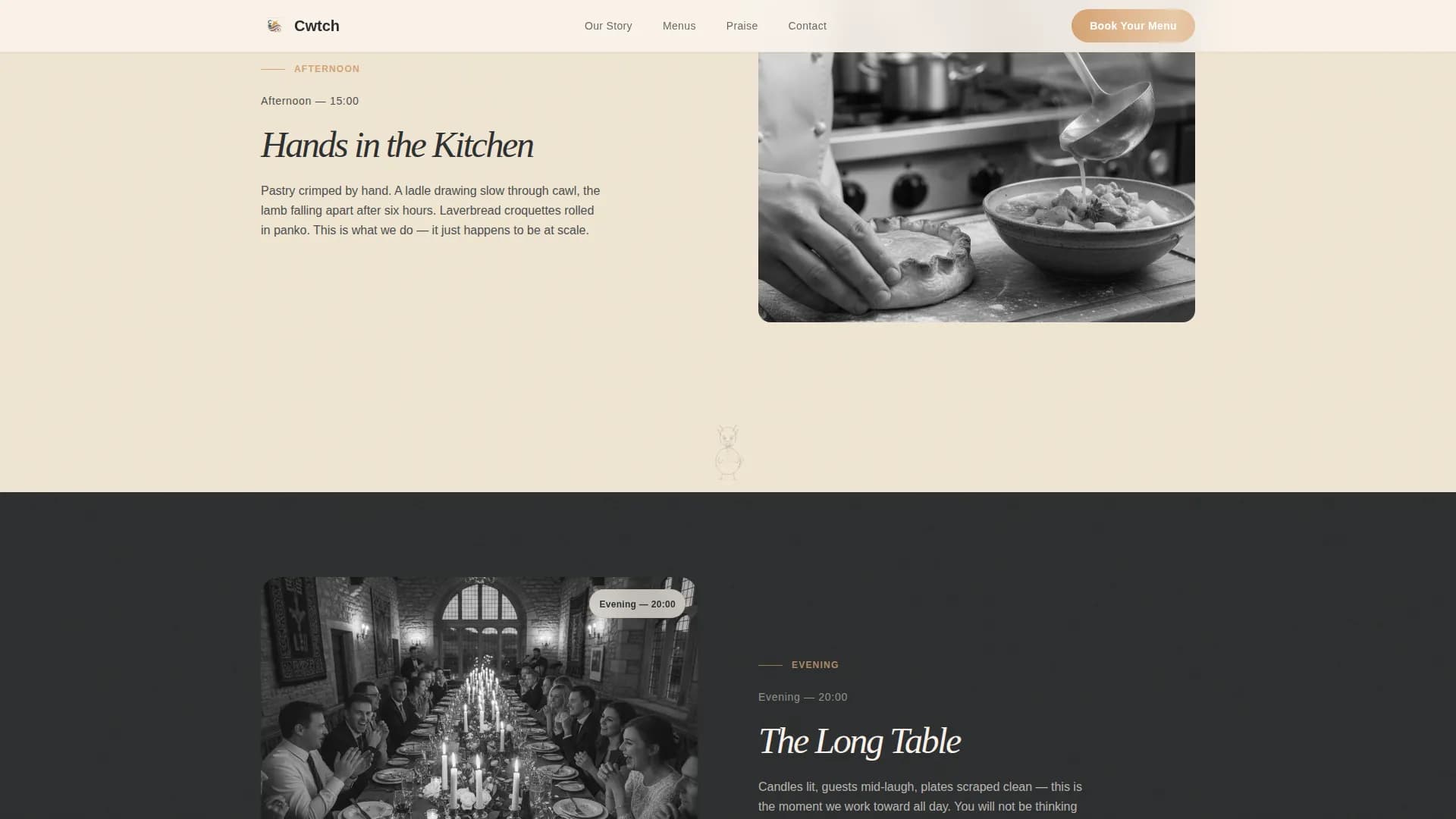 Cwtch — Luxe Welsh Catering Landing Page Template
