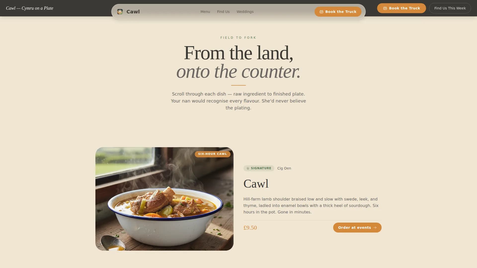 Cawl — Artisan Welsh Cuisine Landing Page Template