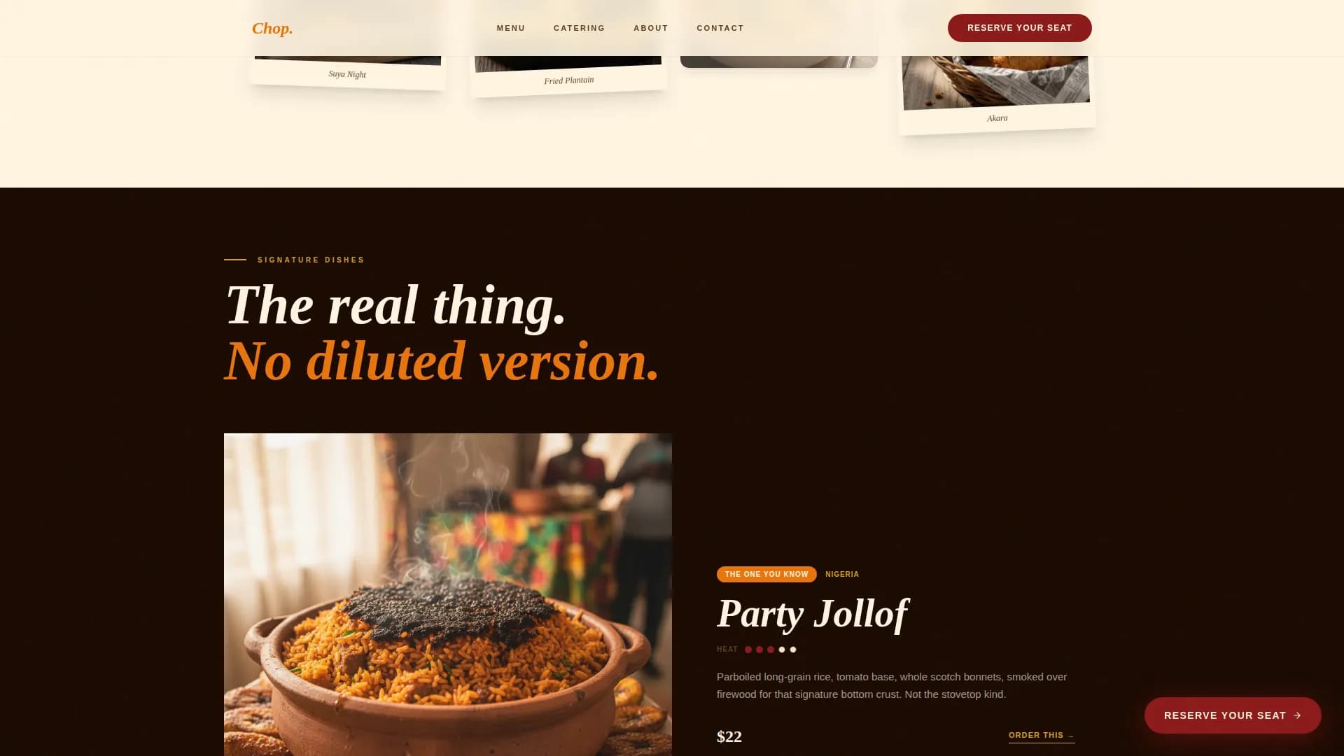 Chop — Authentic West African Landing Page Template