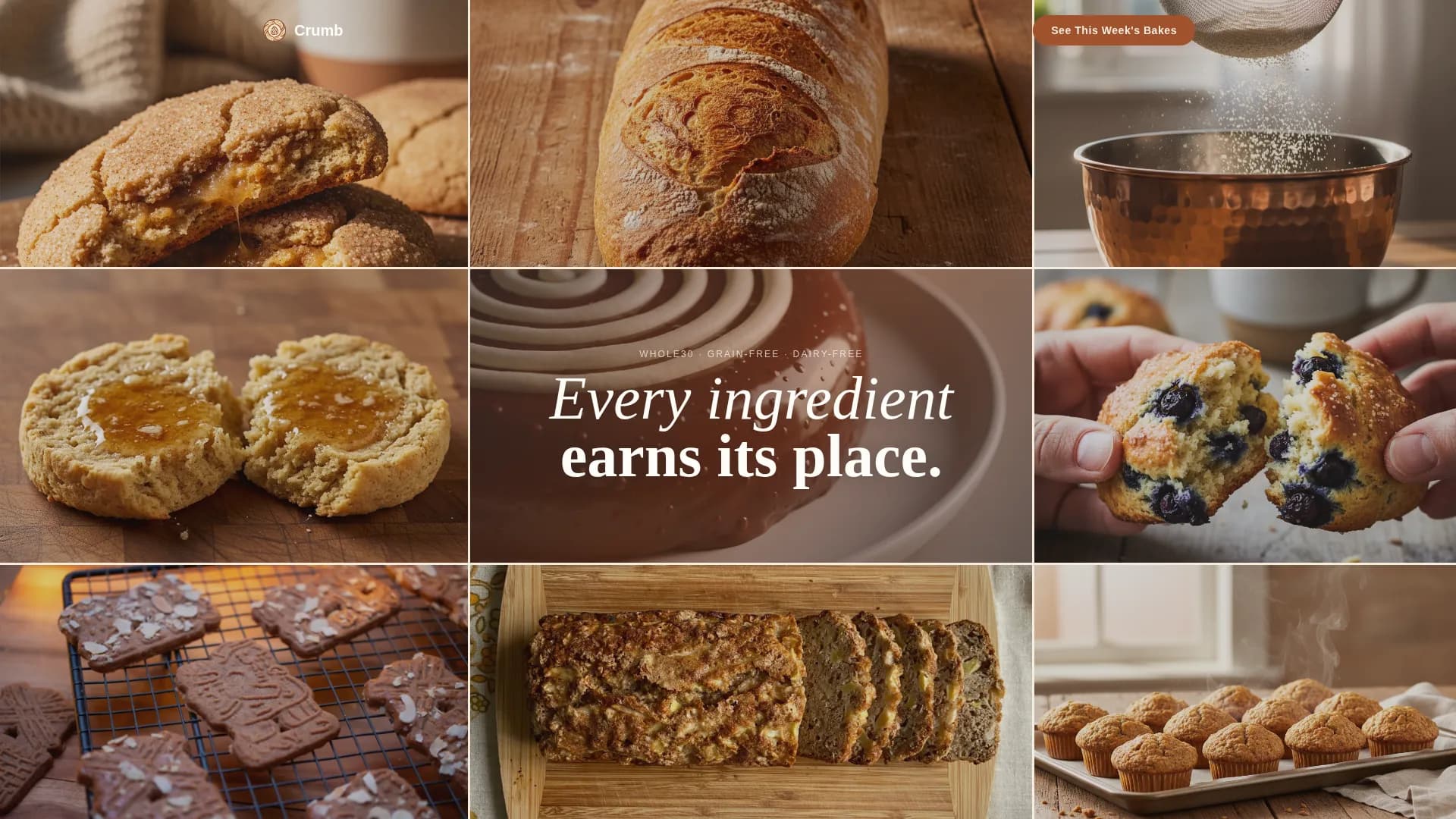 Crumb - Whole30 Artisan Bakery Landing Page Template