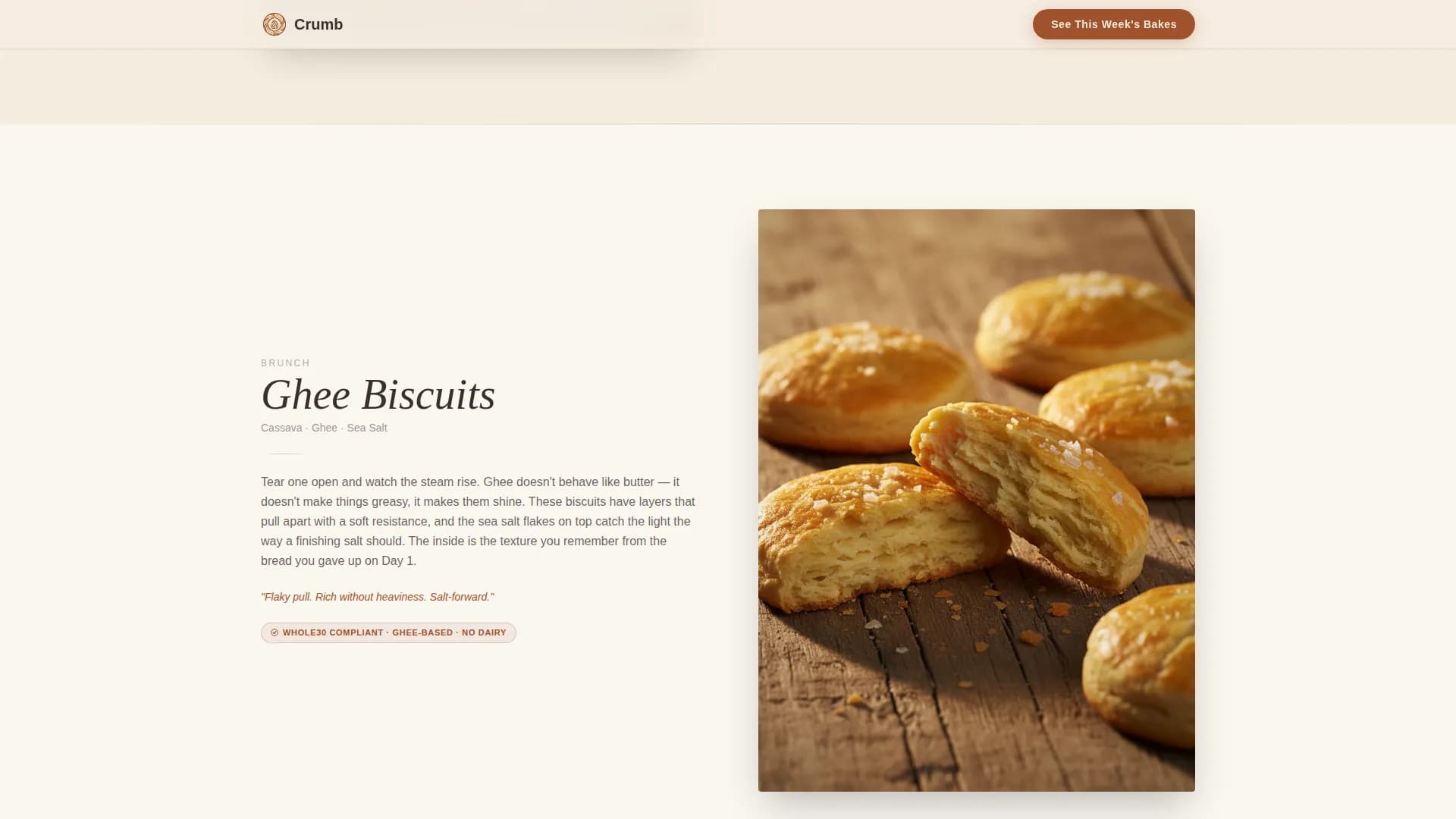 Crumb - Whole30 Artisan Bakery Landing Page Template