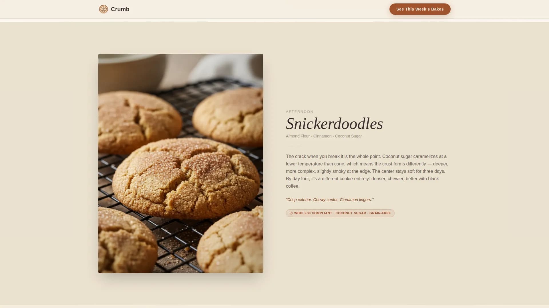 Crumb - Whole30 Artisan Bakery Landing Page Template