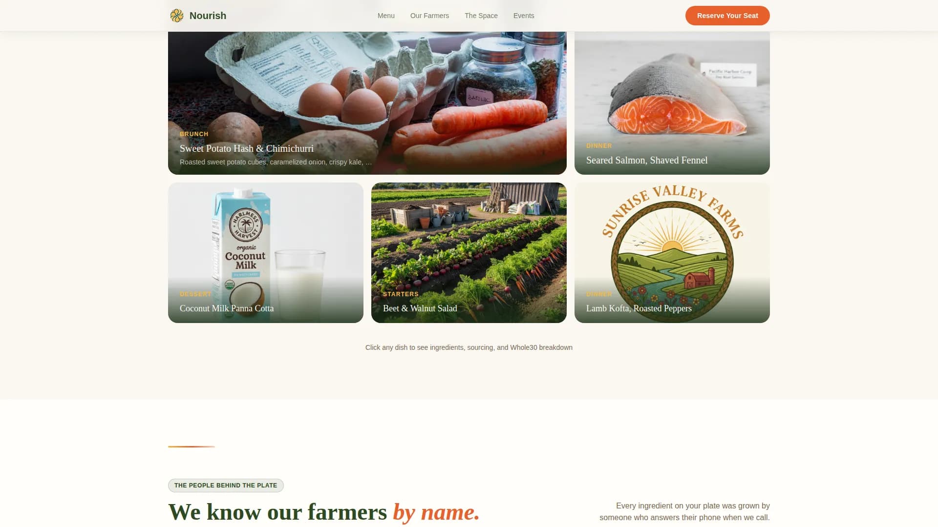 Nourish - Whole30 Restaurant Gallery Landing Page Template