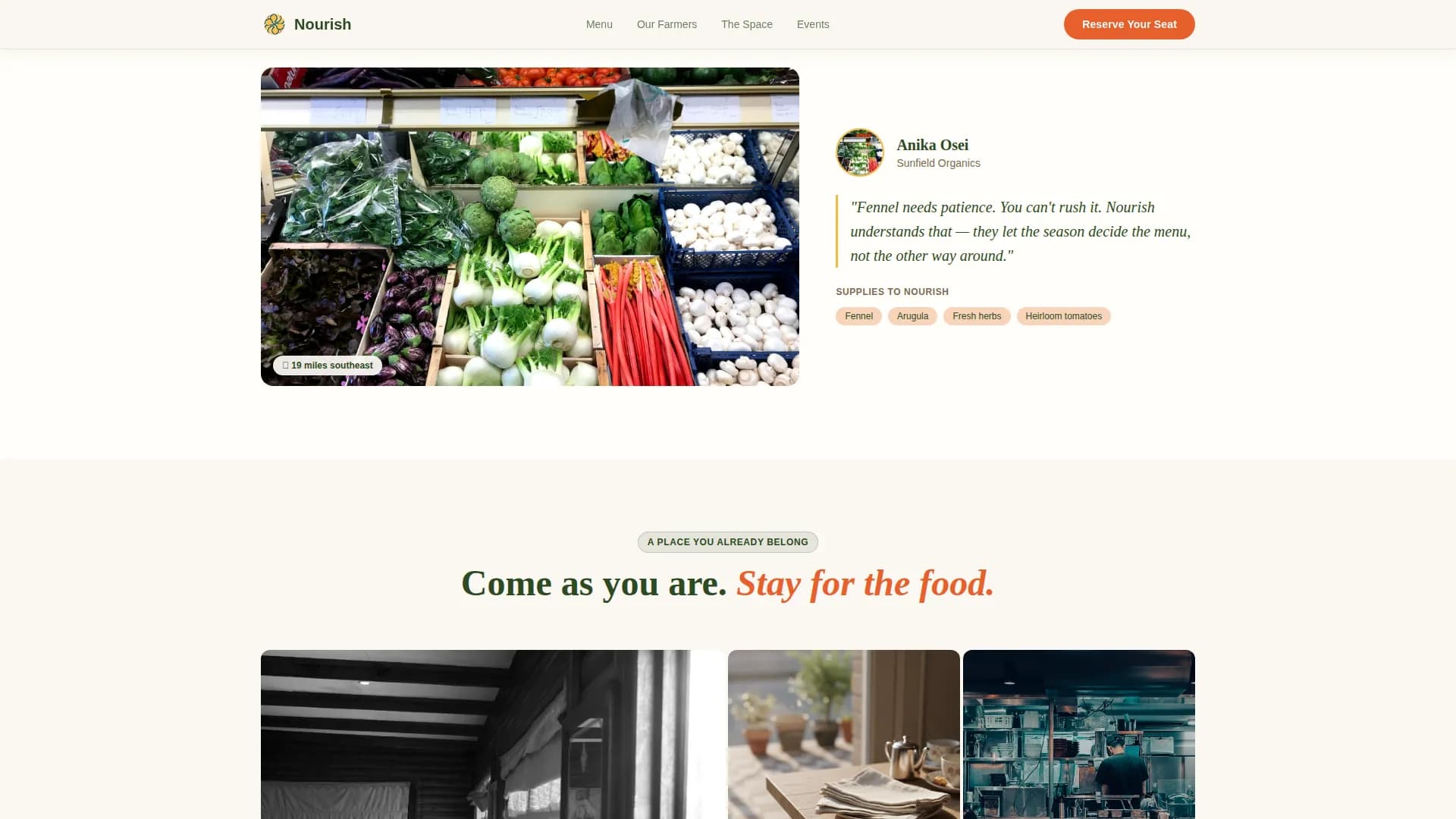 Nourish - Whole30 Restaurant Gallery Landing Page Template