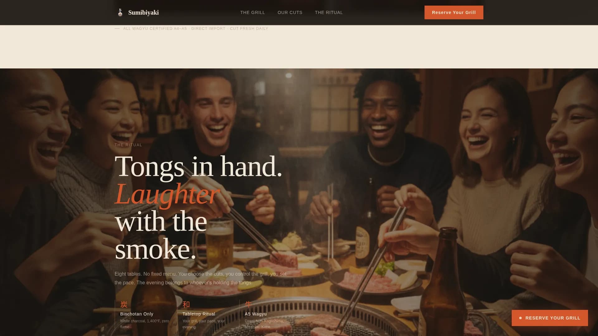 Sumibiyaki — Immersive Yakiniku Landing Page Template