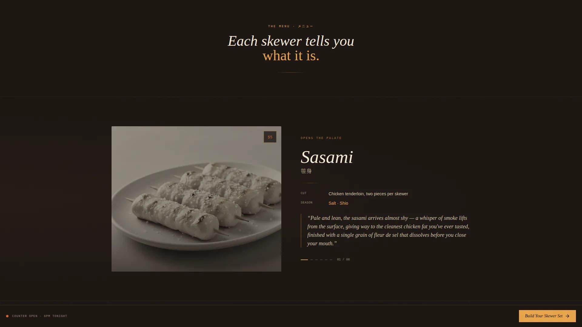 Kushiyaki — Retro Yakitori Bar Landing Page Template
