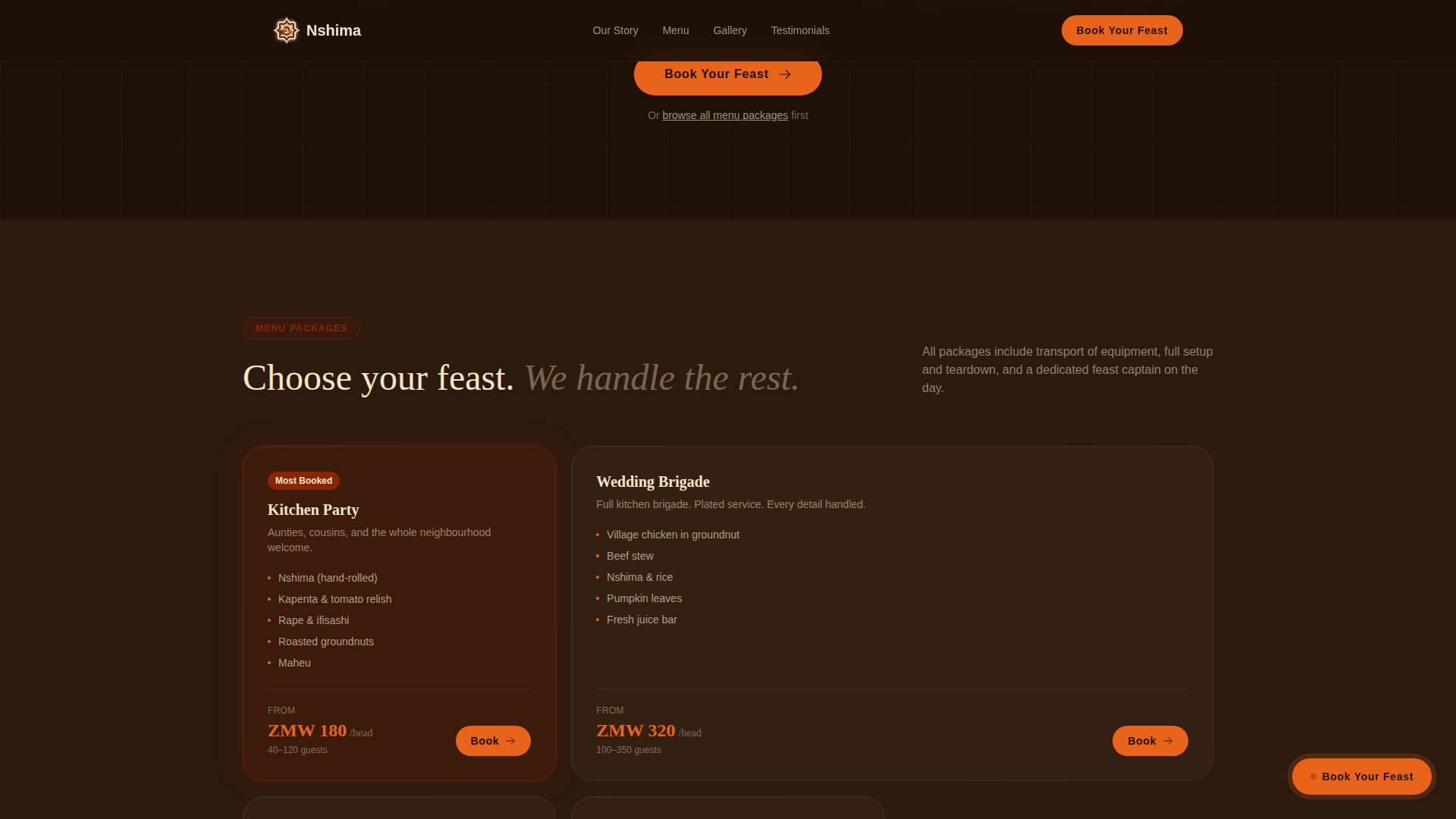 Zambian Cuisine Booking Website Template