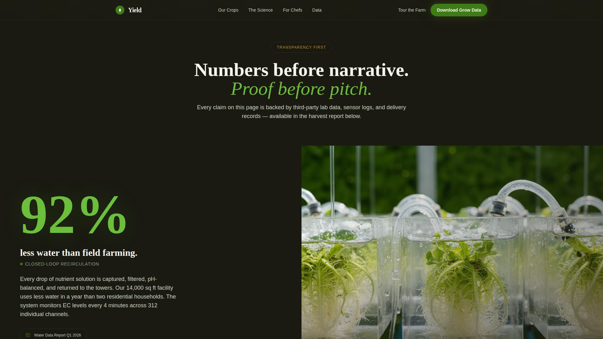 Yield - Immersive Hydroponic Landing Page Template