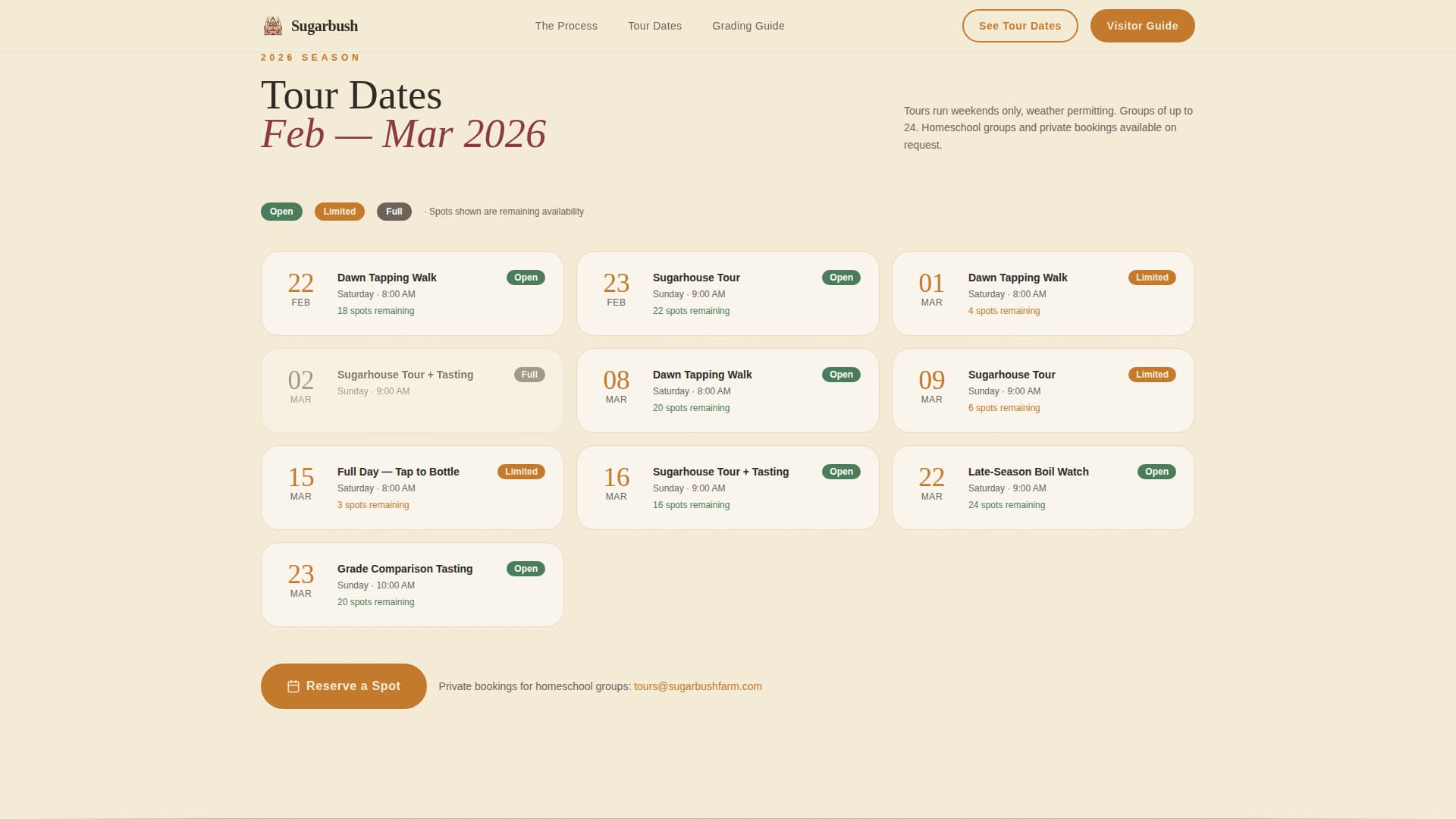 Sugarbush - Immersive Maplefarm Landing Page Template