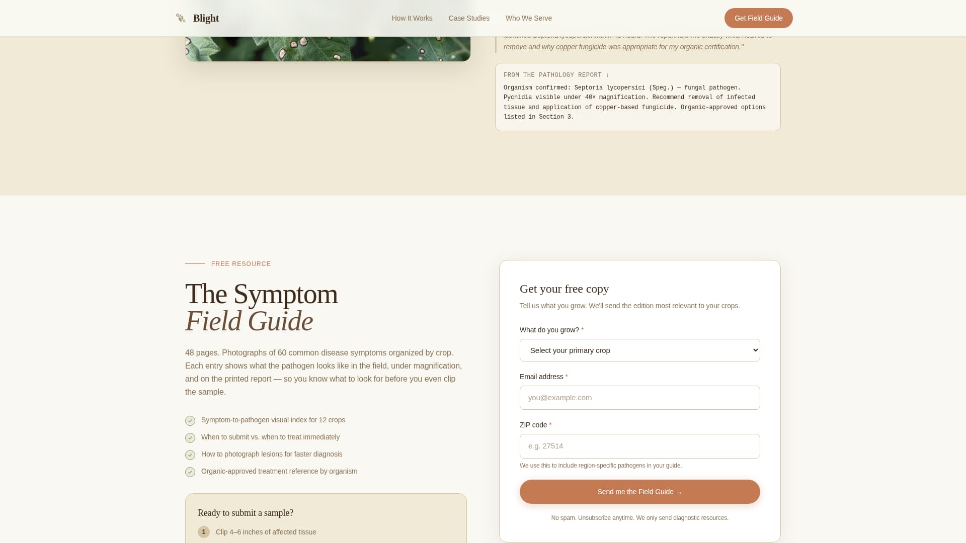 Blight - Trusted Plantdisease Landing Page Template Template | Build ...