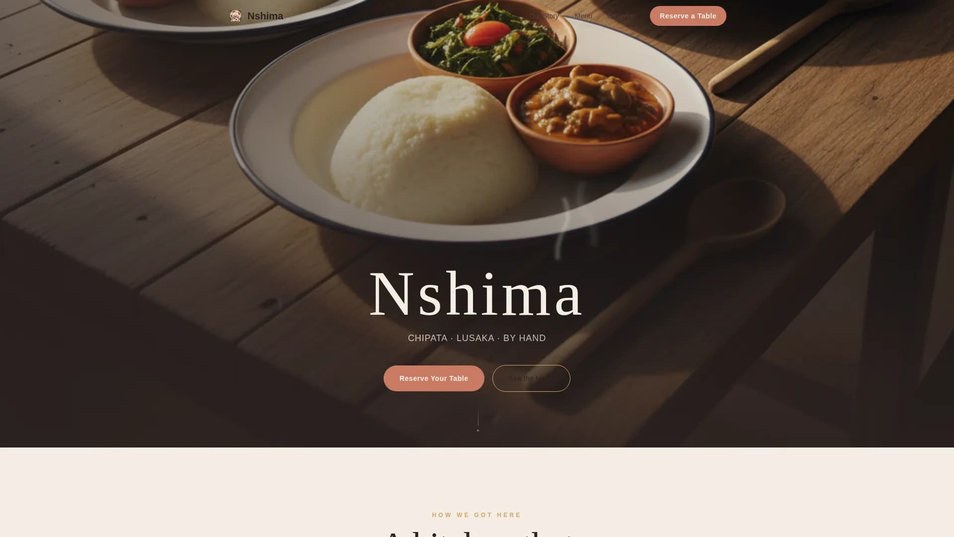 Nshima — Premium Dining Restaurant Landing Page Template
