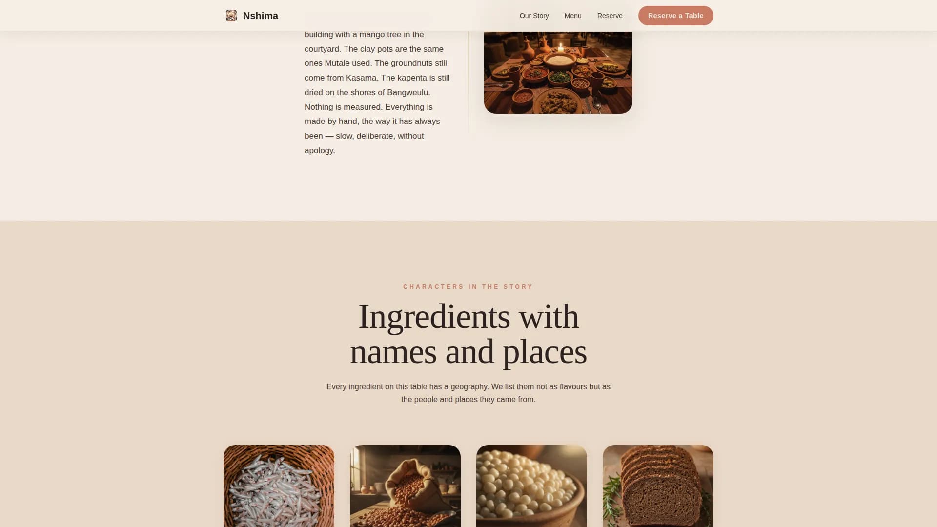 Nshima — Premium Dining Restaurant Landing Page Template