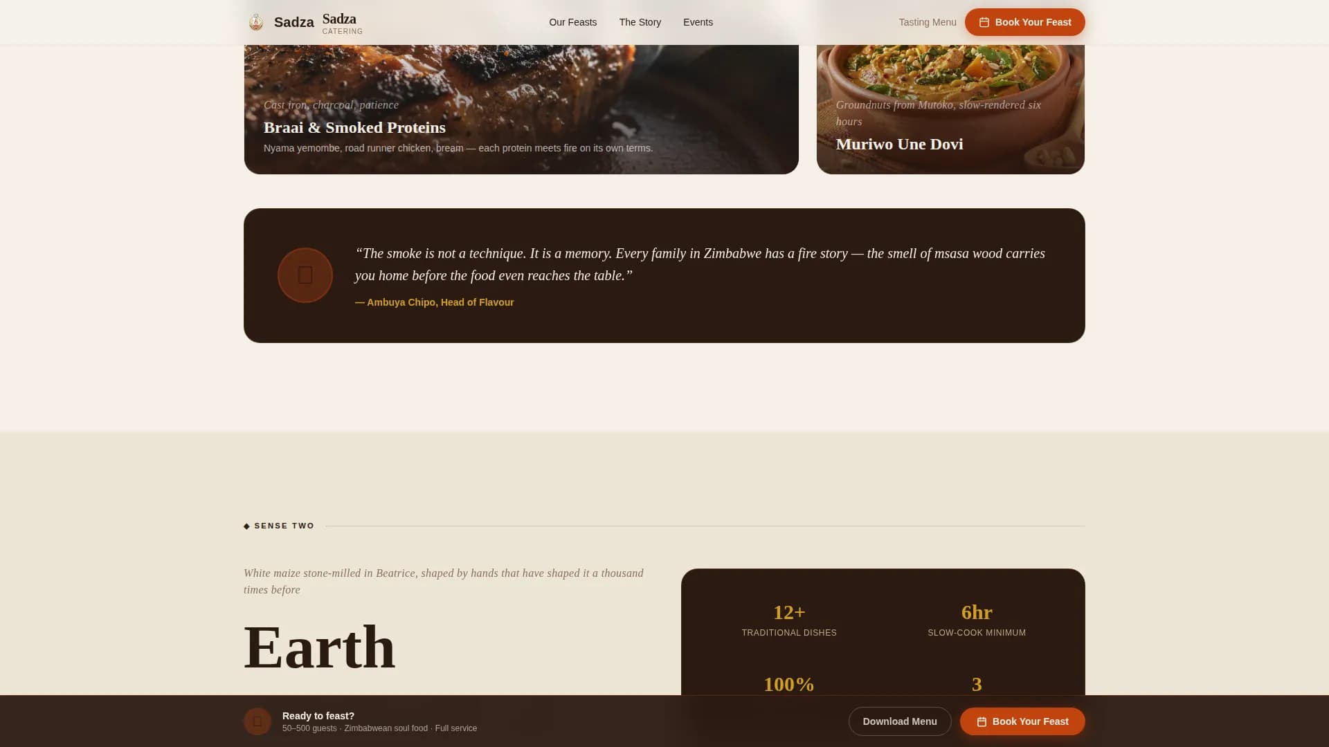 Heritage — Authentic Zimbabwean Catering Landing Page Template