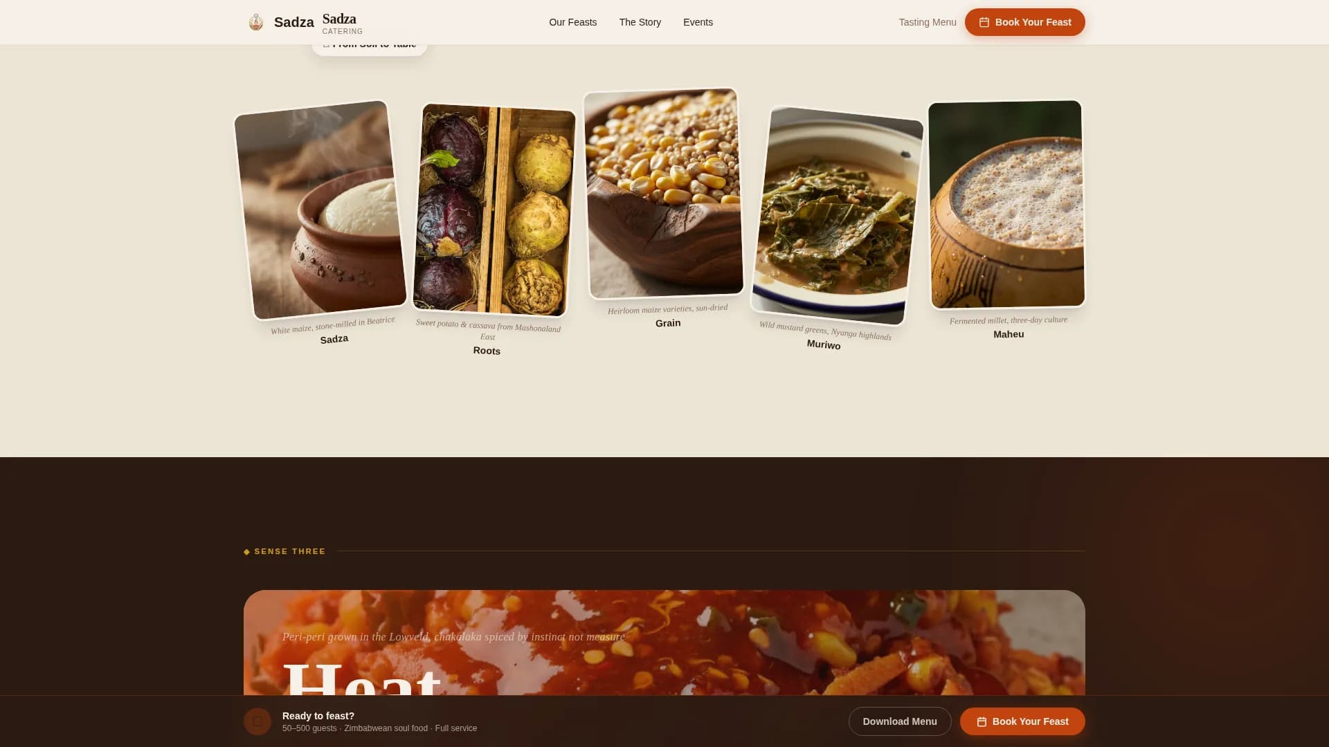 Heritage — Authentic Zimbabwean Catering Landing Page Template