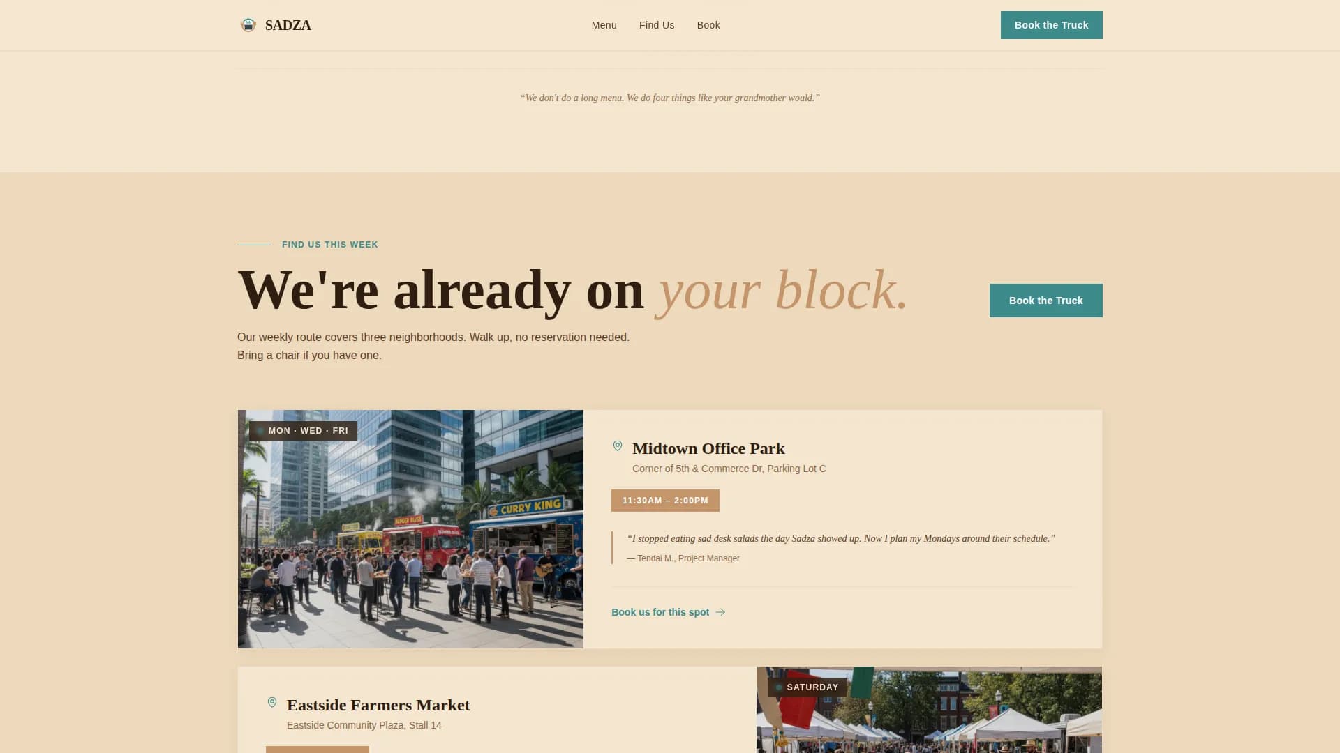 Sadza — Authentic Zimbabwean Cuisine Landing Page Template