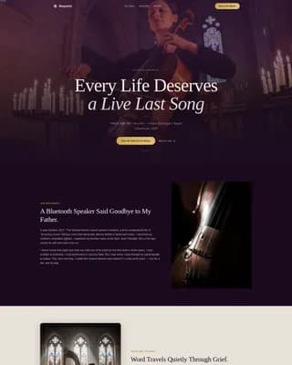 Requiem — Live Funeral Music Landing Page Template