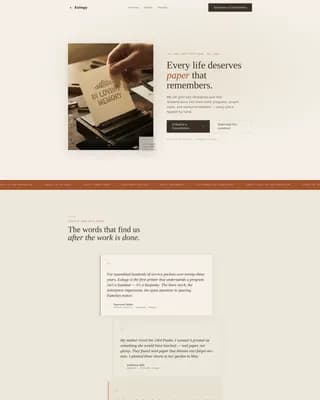 Eulogy - Handcrafted Memorial Stationery Landing Page Template