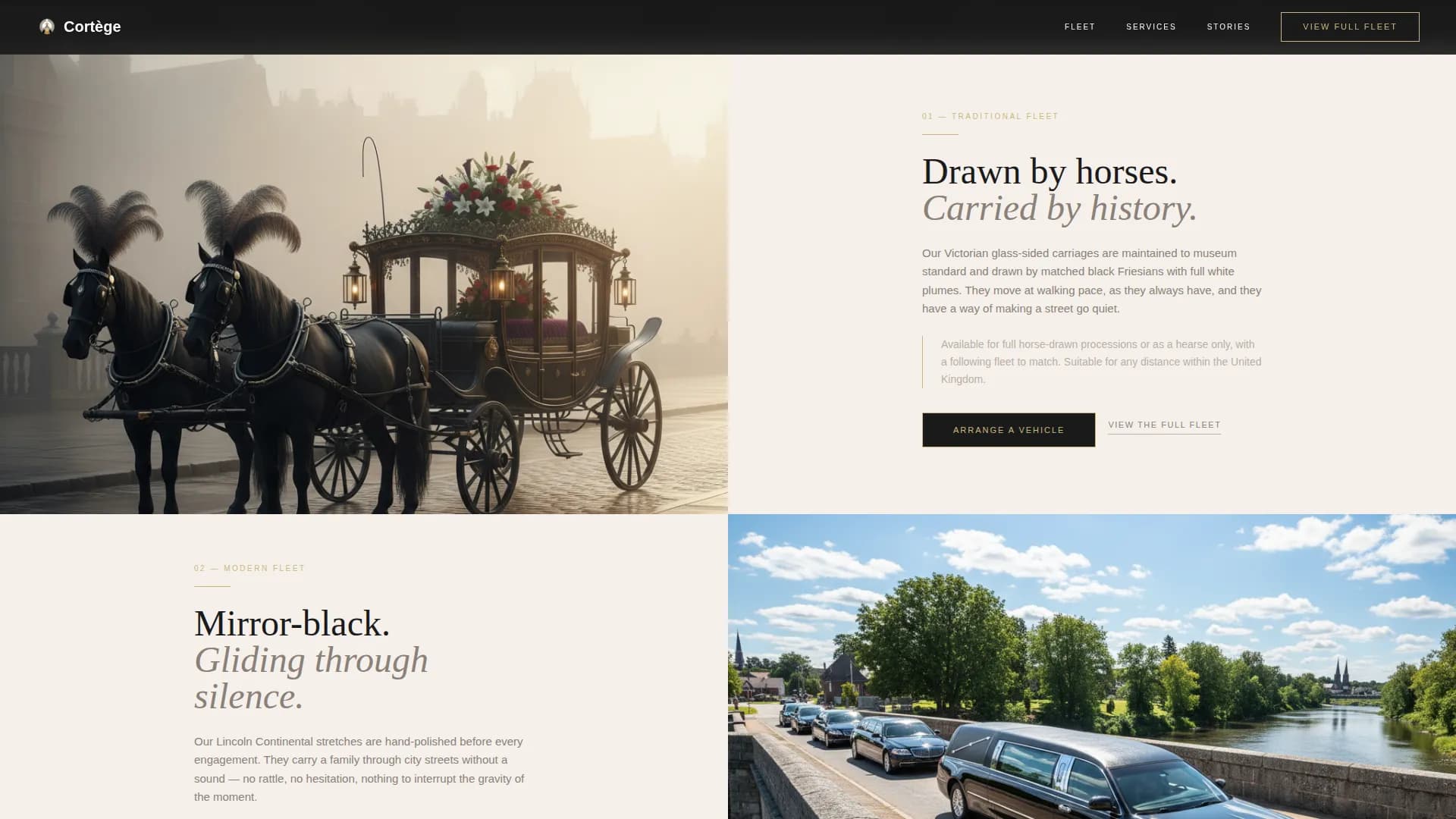 Cortge - Heritage Funeral Transport Landing Page Template