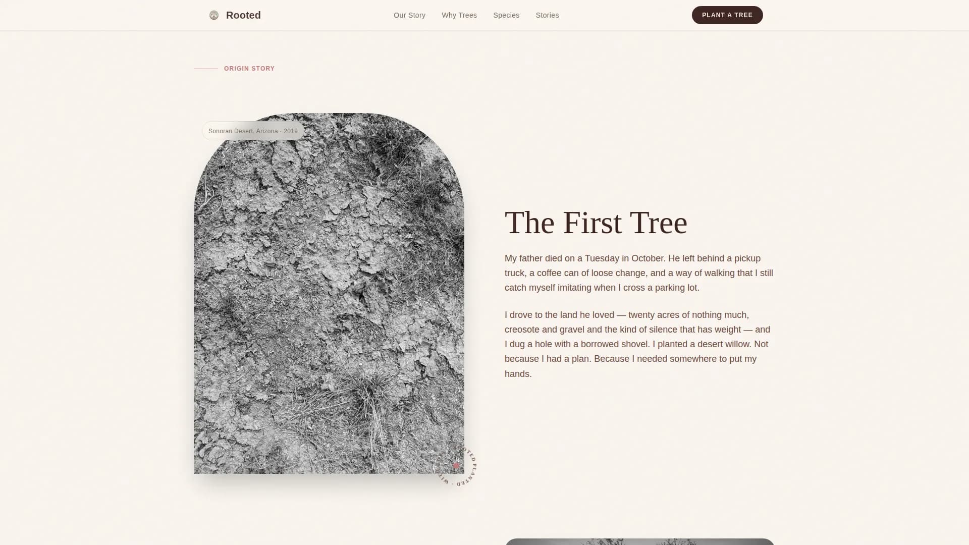 Rooted - Living Memorial Tree Planting Landing Page Template Template ...