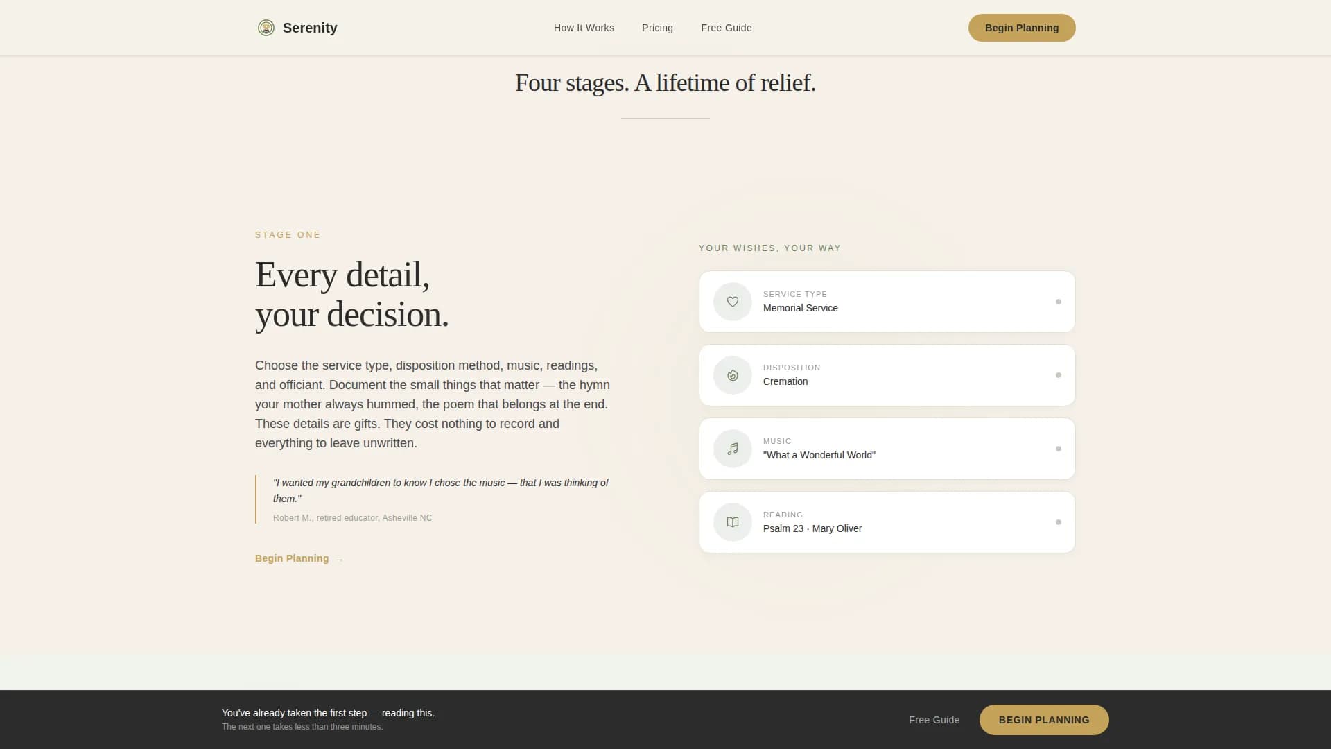 Serenity — Expert Funeral Preplanning Landing Page Template