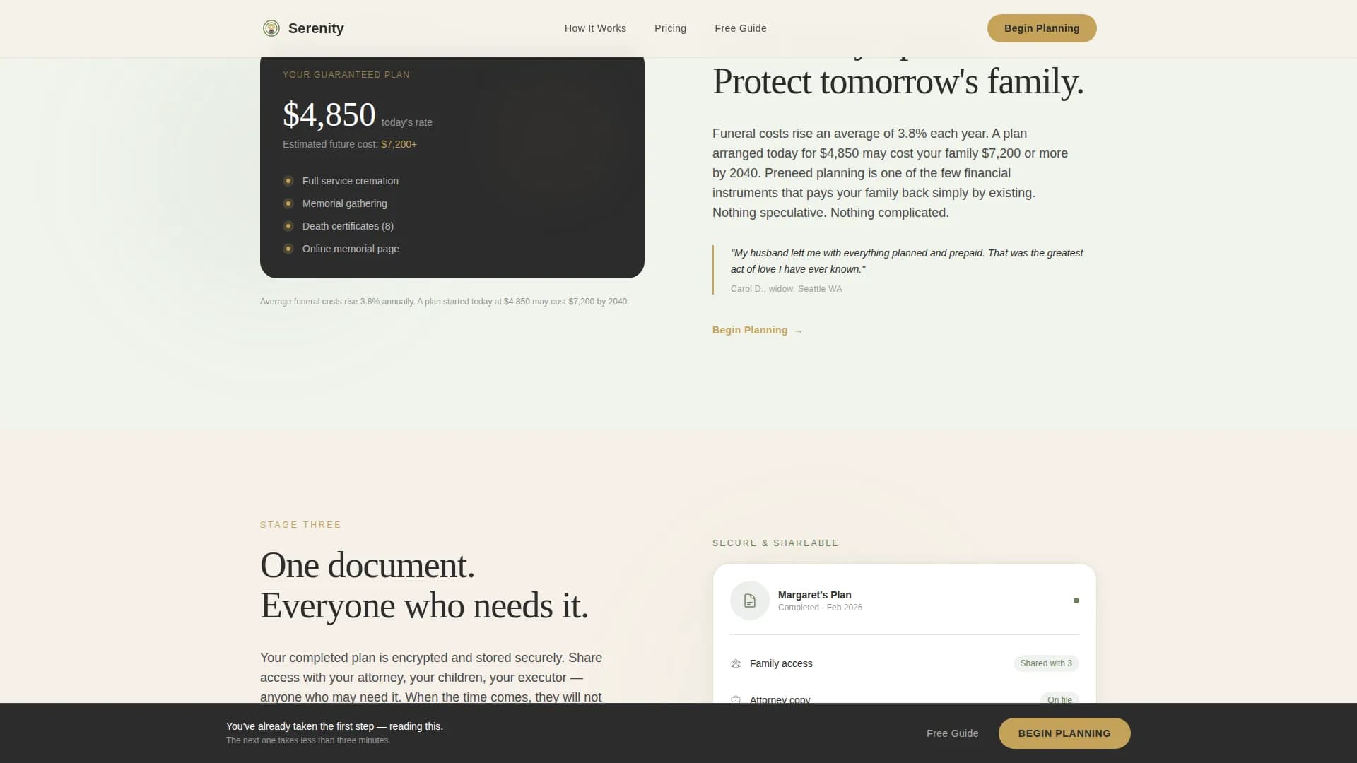 Serenity — Expert Funeral Preplanning Landing Page Template
