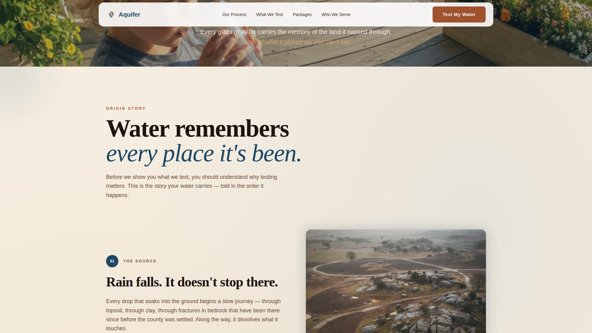 Aquifer - Trusted Watertesting Landing Page Template