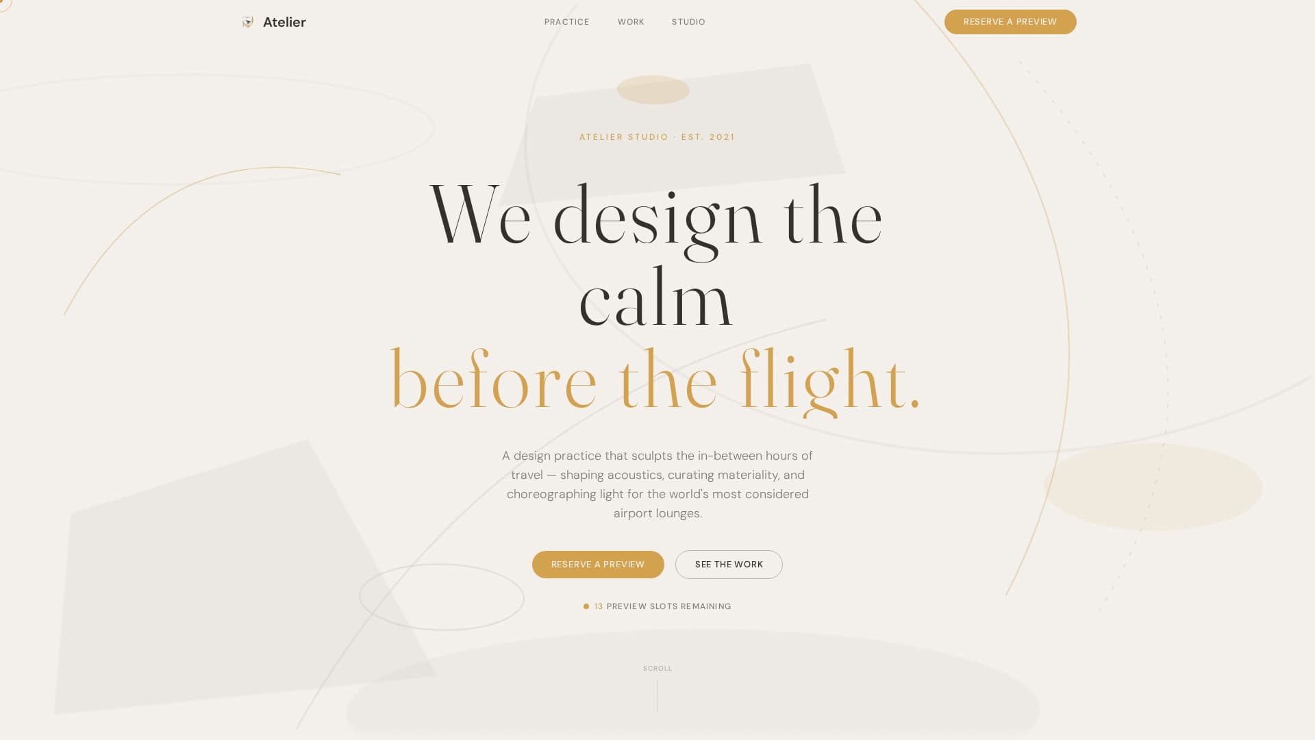 Atelier - Serene Lounge Landing Page Template