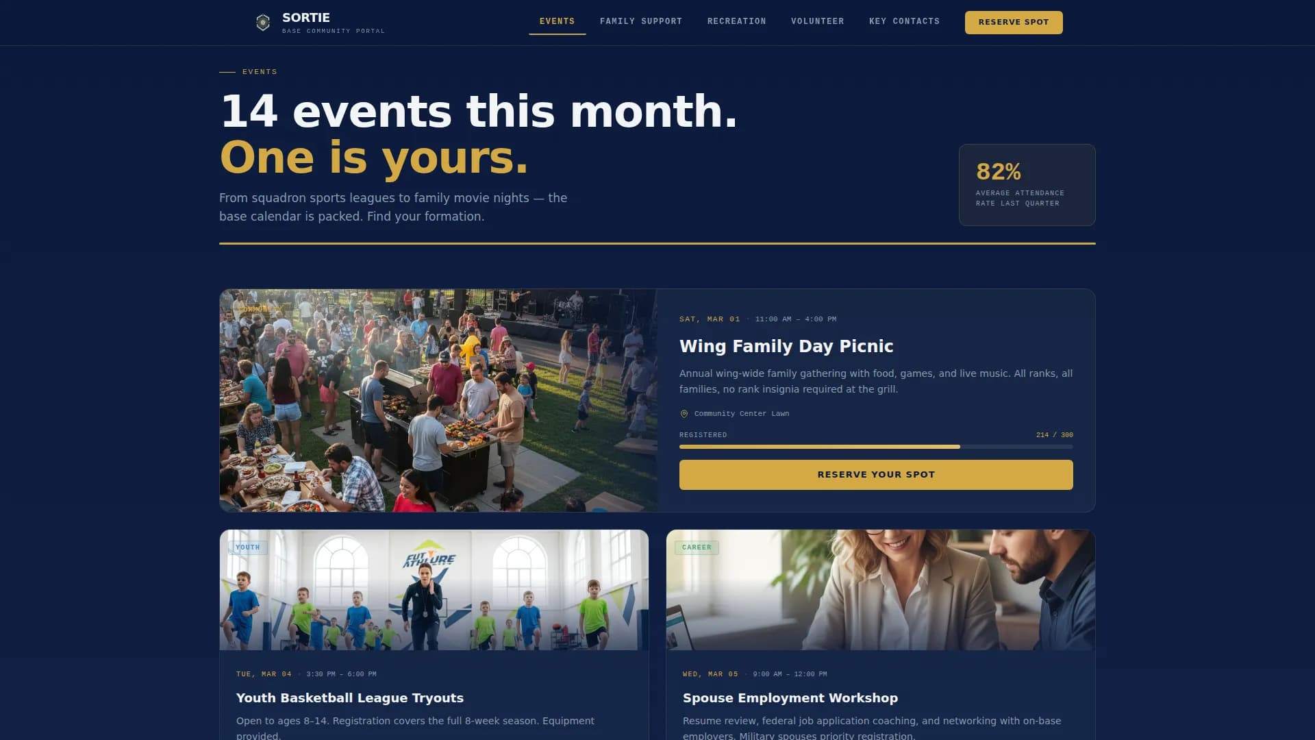 Basecamp — Connected Military Community Landing Page Template