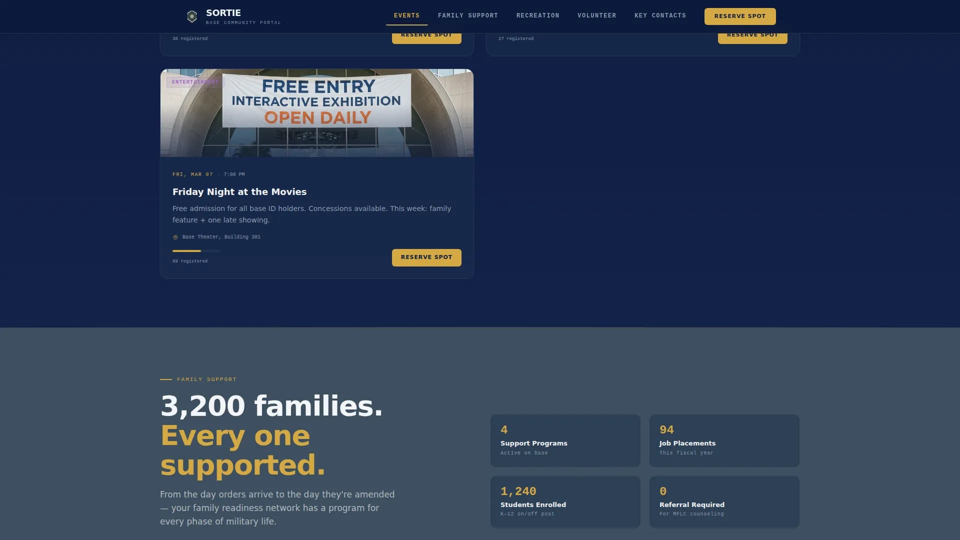 Basecamp — Connected Military Community Landing Page Template