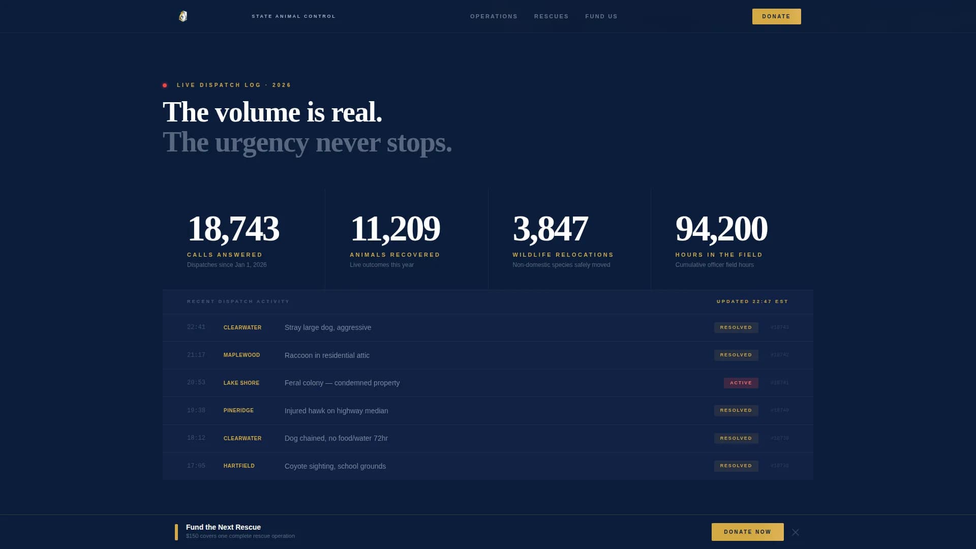 Rescue — Dedicated Wildlife Services Landing Page Template