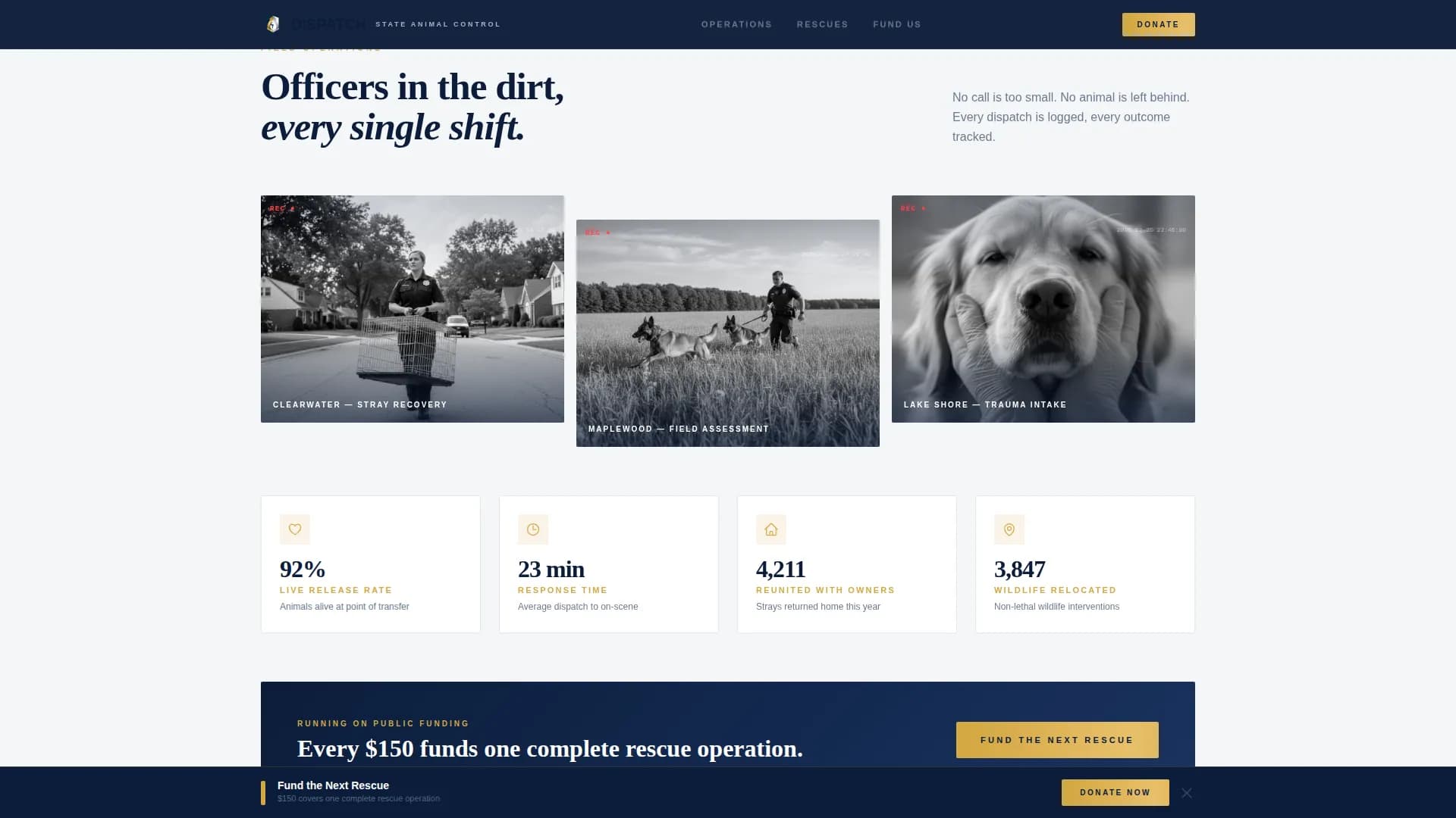 Rescue — Dedicated Wildlife Services Landing Page Template
