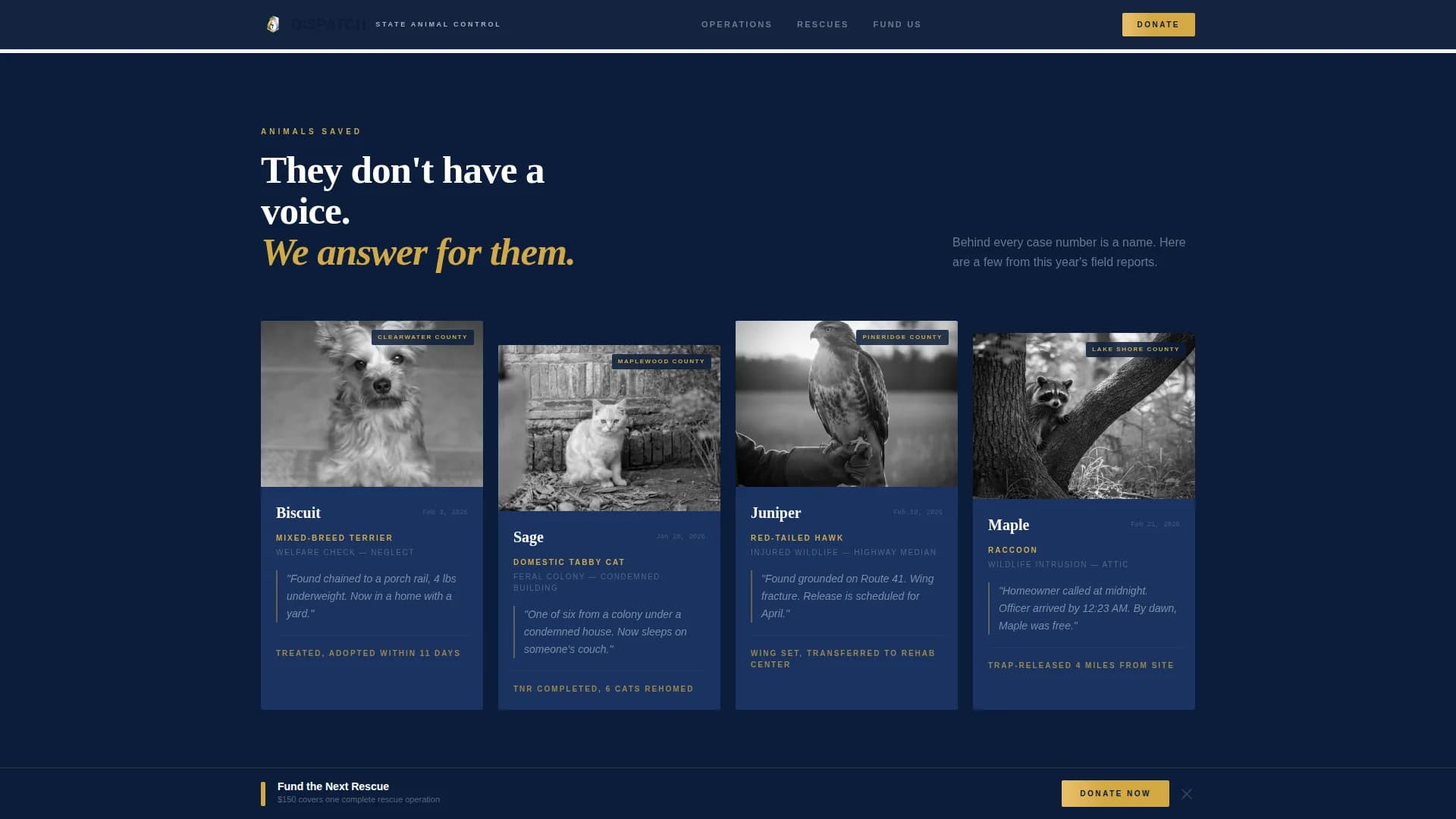 Rescue — Dedicated Wildlife Services Landing Page Template